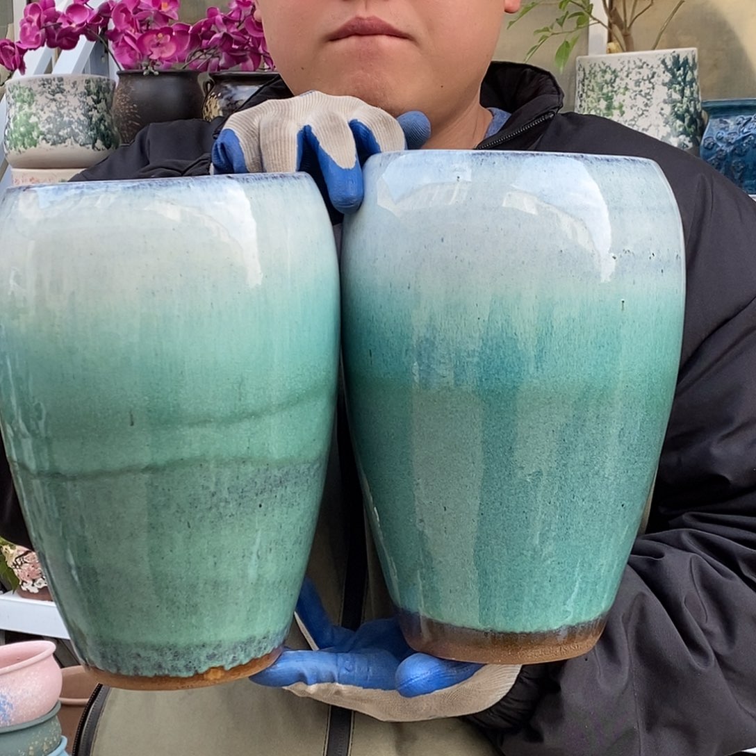 紫砂花盆口15高27处理俩个