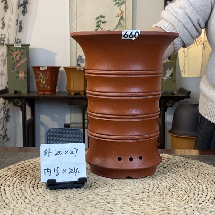 紫砂花盆  清水竹节660