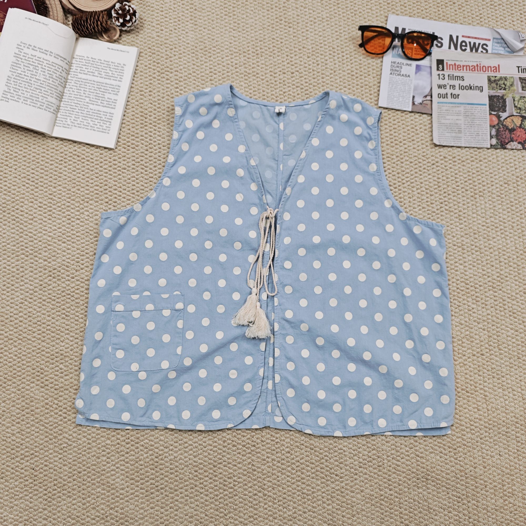 2025夏季季休闲百搭宽松波点马甲外套1196