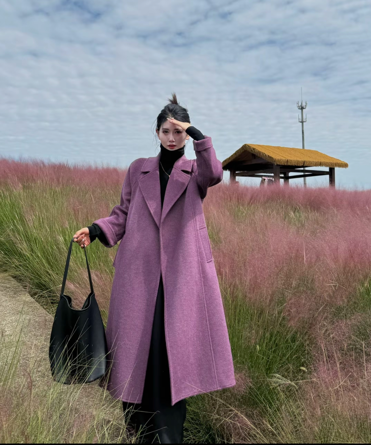 8935秋冬新款中长款毛呢外套极简风女休闲百搭冬季气质显瘦女士