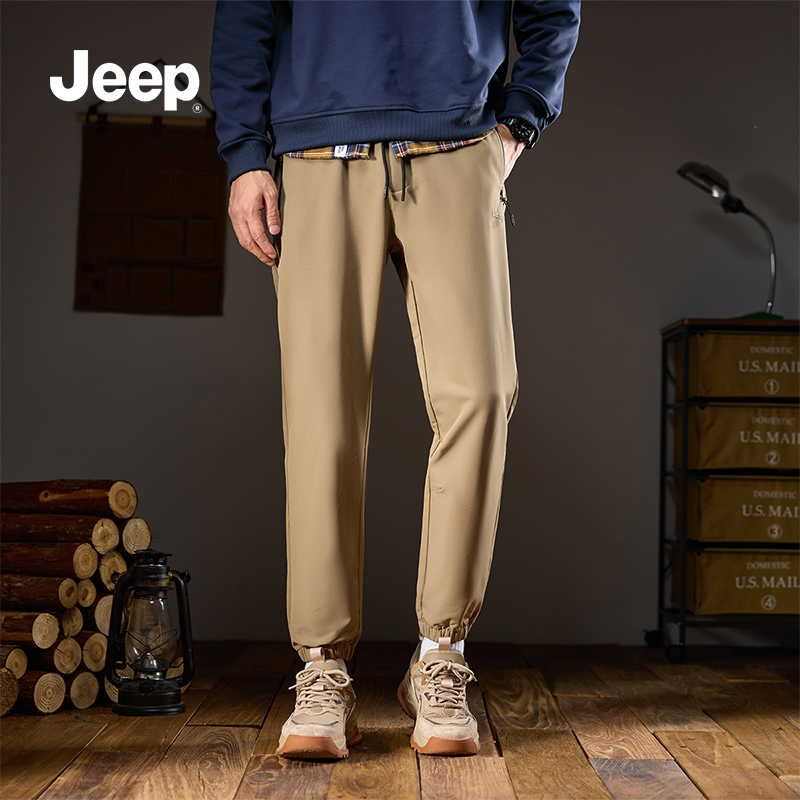 Jeep 吉普休闲裤男直筒男士运动服秋冬季商务中青年春季健身服装