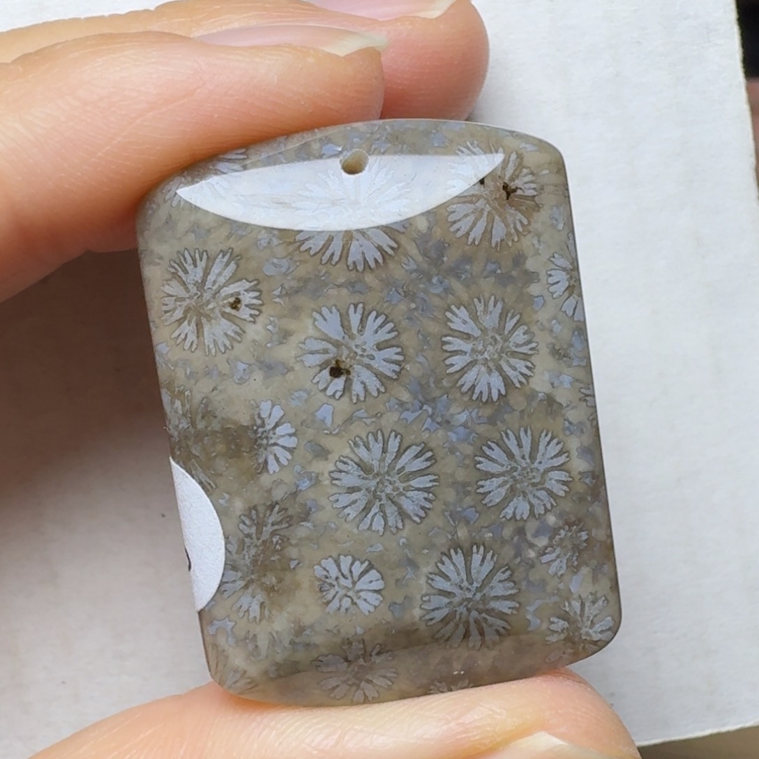 硅化玉黑蓝美花花未镶嵌