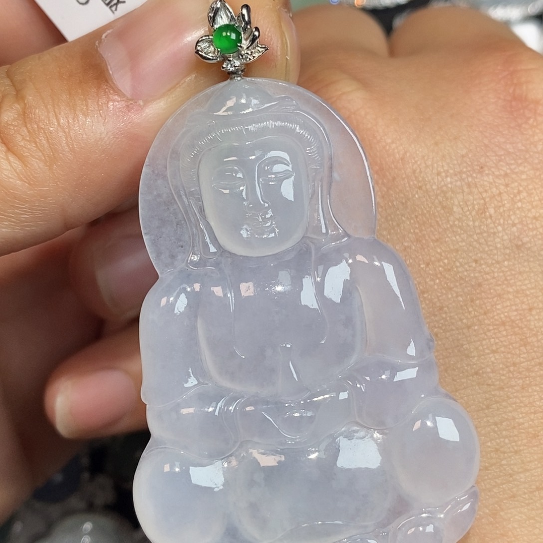 翡翠颈饰18K金镶嵌观音