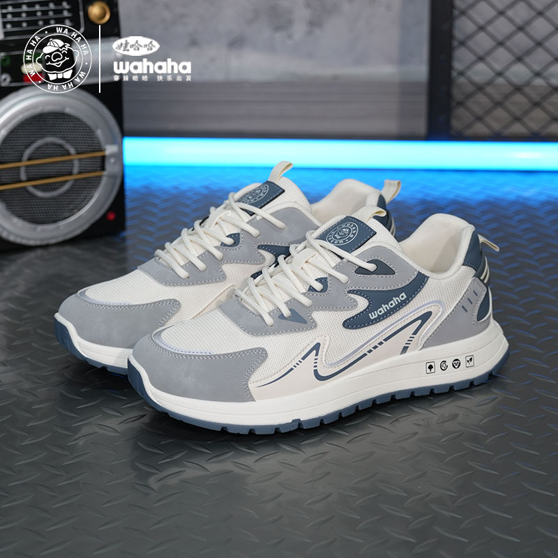 娃哈哈网面男鞋2025夏季新款男士透气阿甘鞋休闲百搭厚底增高板鞋