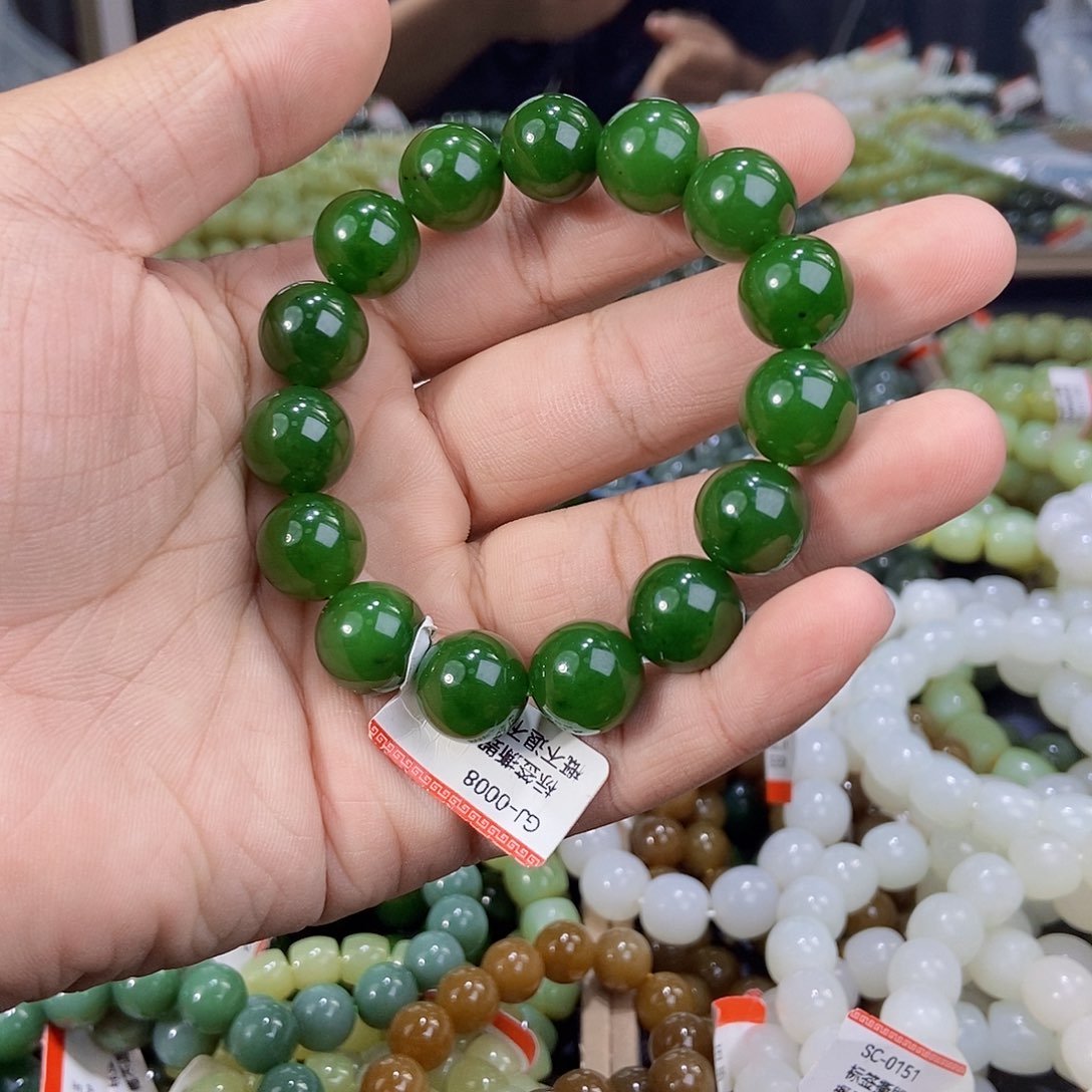 未镶嵌手串和田玉纯天然卡14碧玉3号矿多样性发一