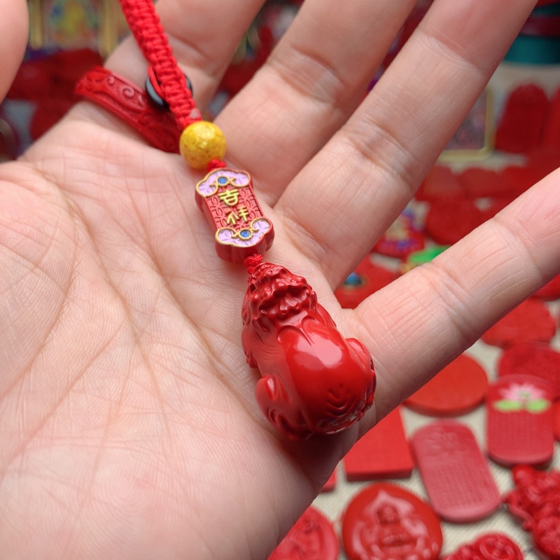 天然辰砂工艺品朱砂钥匙扣