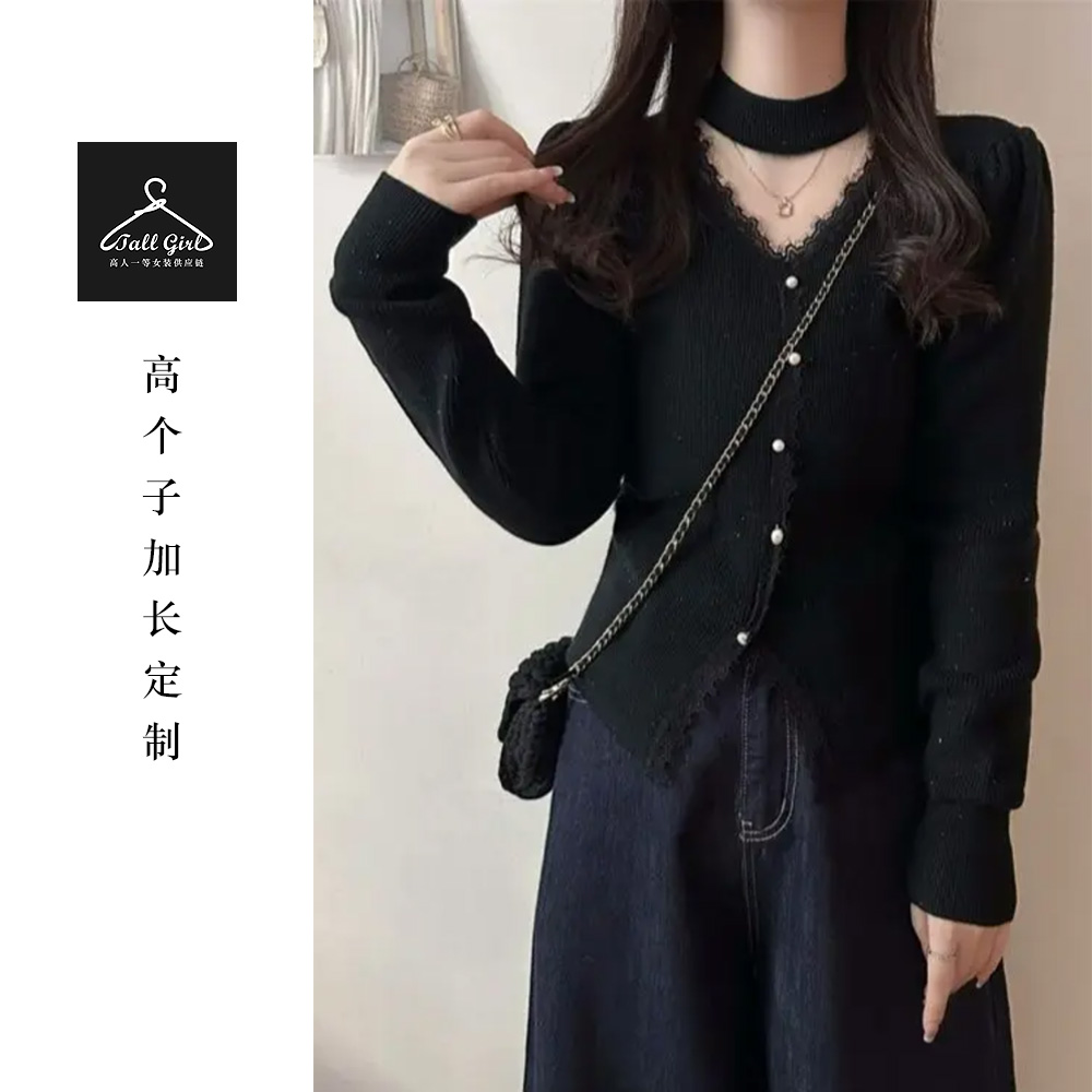 「美美哒」高个子超厚一体绒针织毛衣开衫