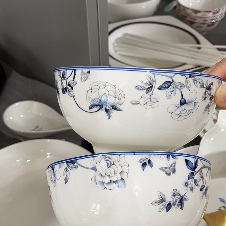 瓷片微瑕骨瓷面碗蓝孔雀一个