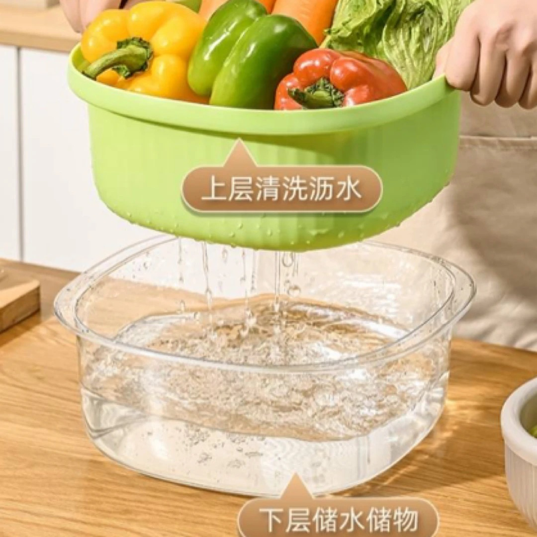 洗菜篮厨房家用双层水果盘滤水菜篓沥水篮洗菜神器 颜色不挑