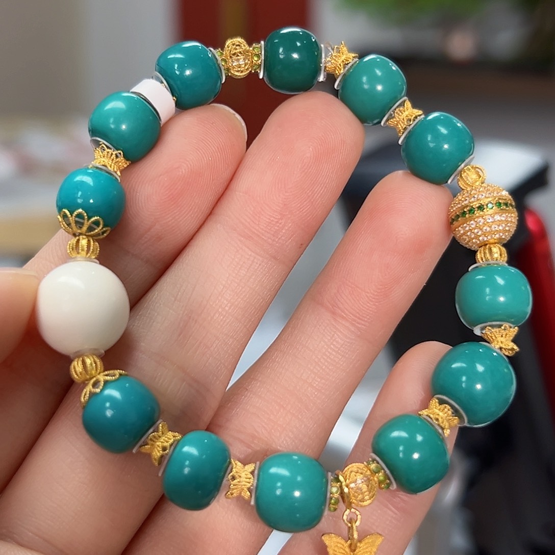 绿松石珠宝奇石18K金镶嵌