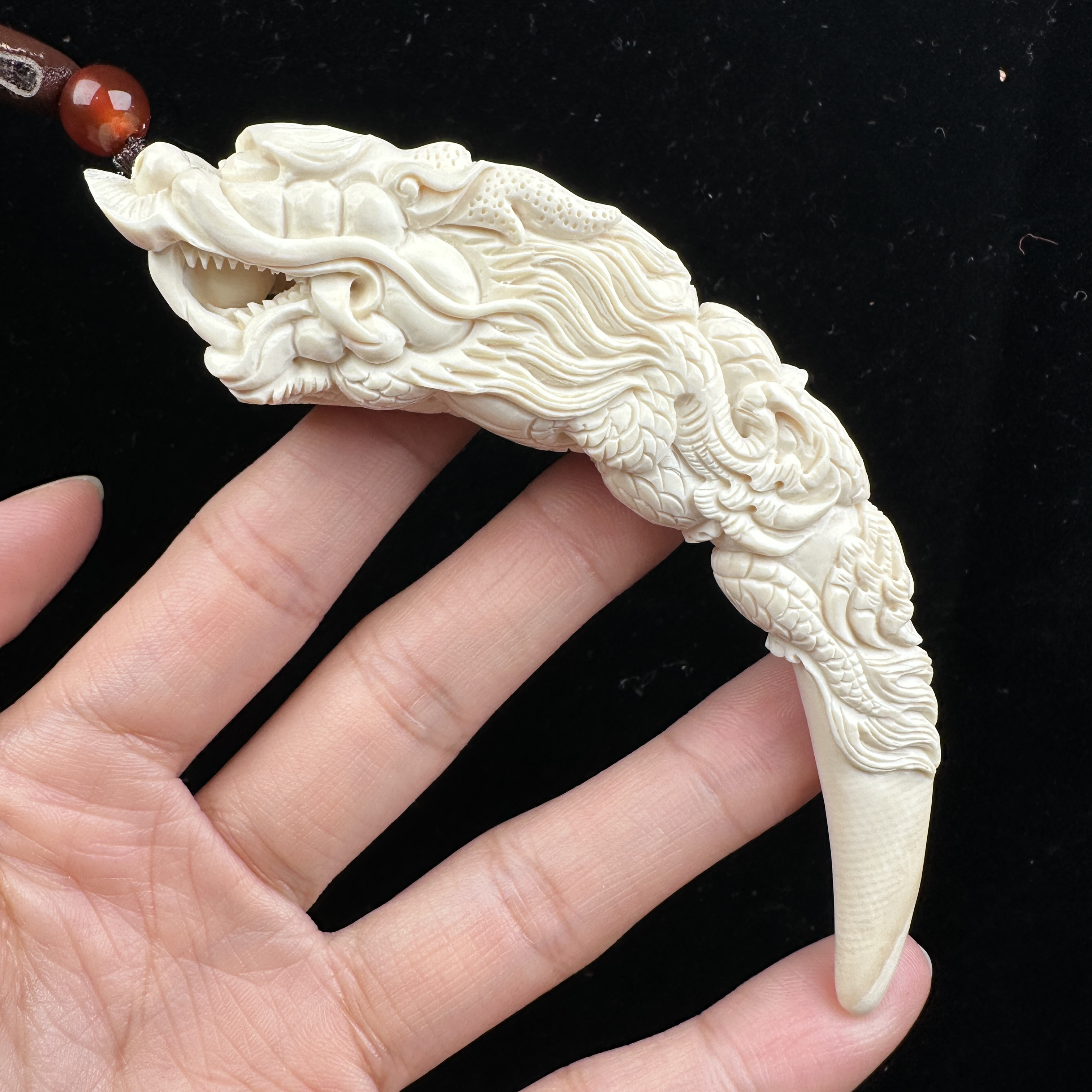 K8554天然猛犸牙鬼工 龙牙尖 21*107mm支持鉴定 假一罚四