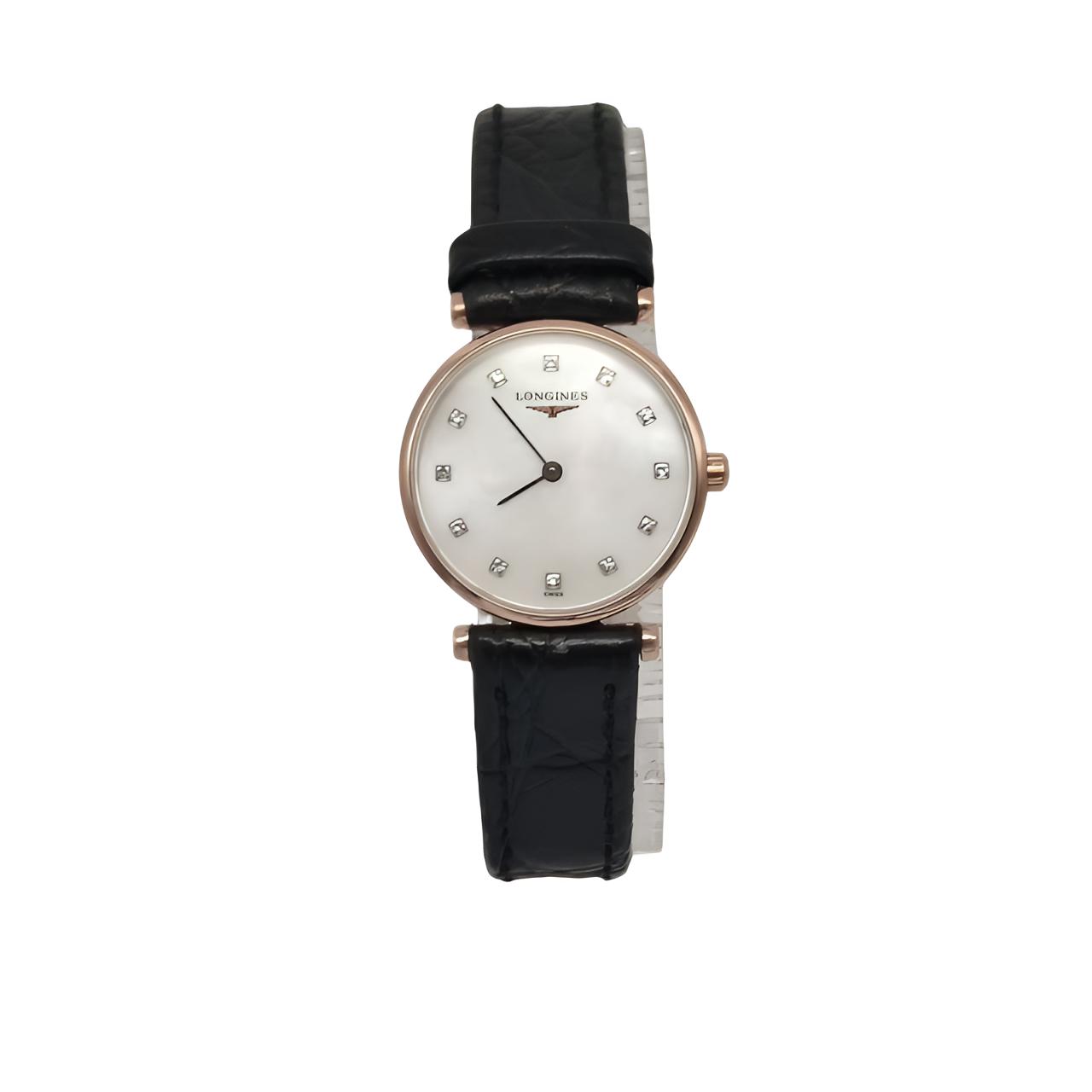 95新 Longines/浪琴 浪琴白贝母盘石英女表/表径24/原钻