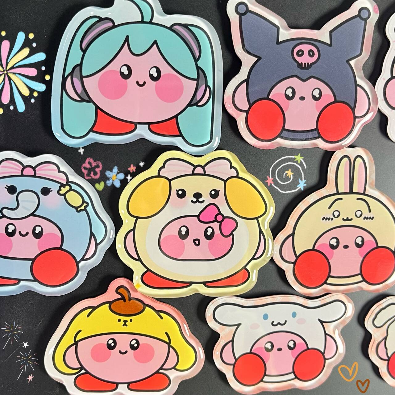 【直播拆】  异形星之卡比冰箱贴 水晶滴胶手绘亚克力 保不重复