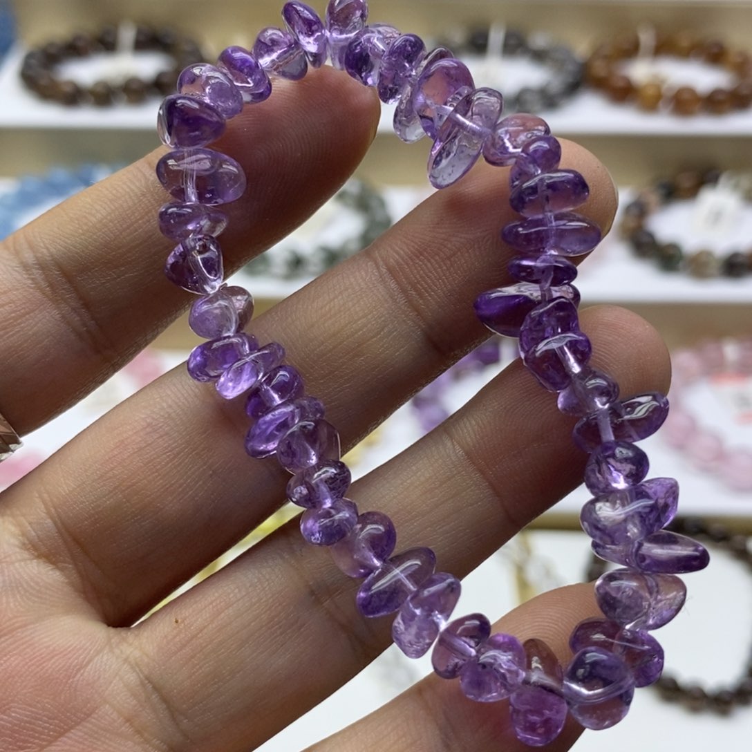 水晶手链未镶嵌巴西紫水晶碎石手链