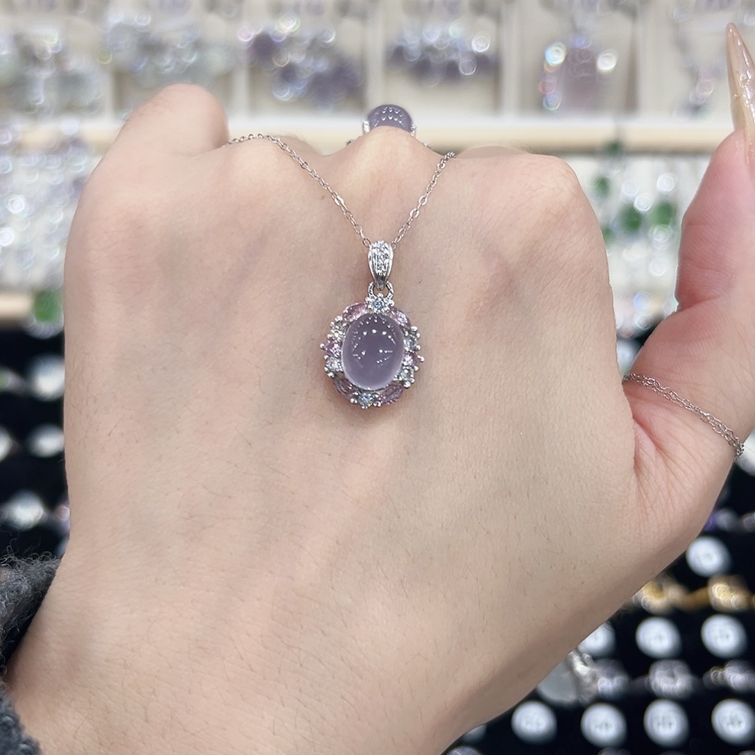 吊坠萤石银S925镶嵌