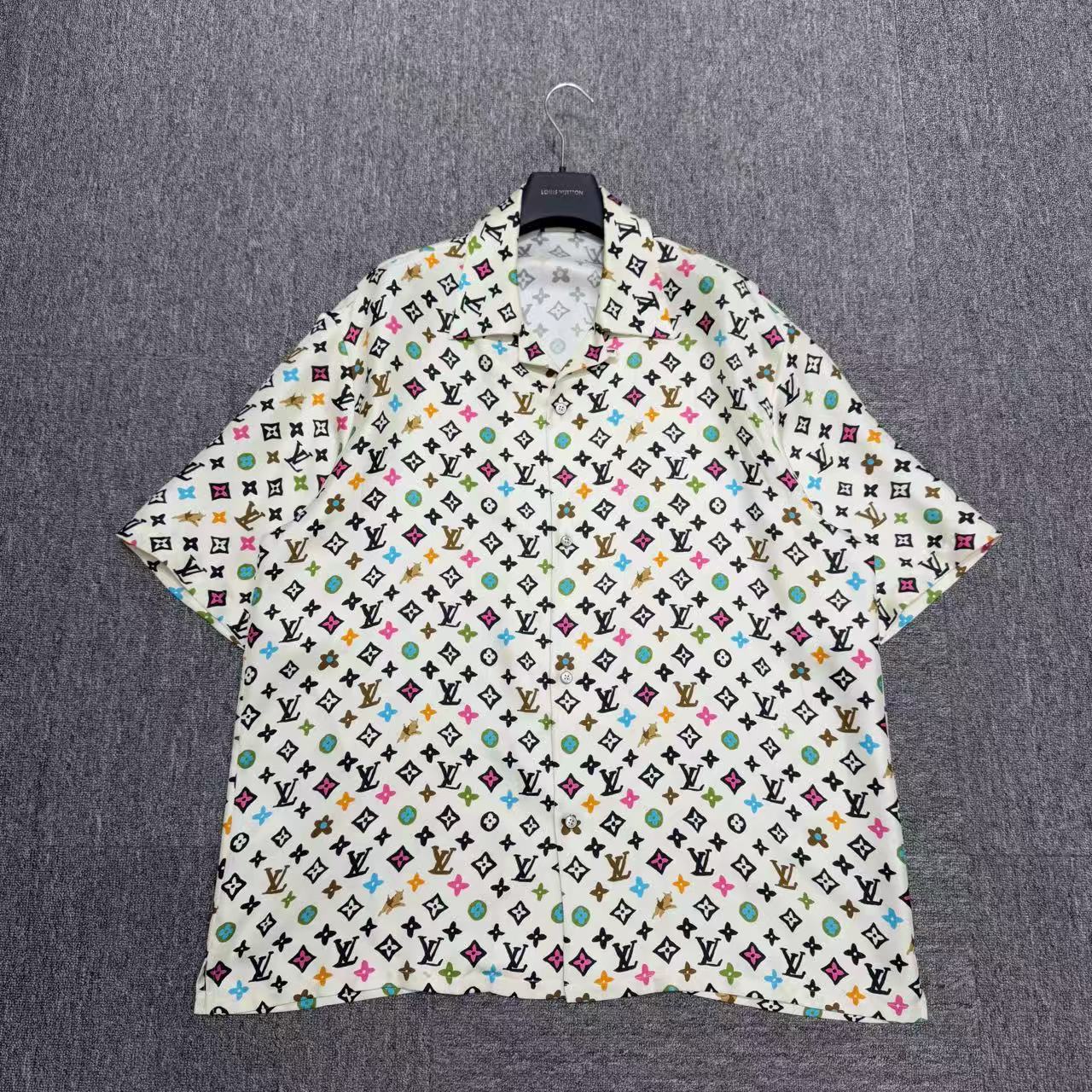 99新 LouisVuitton/路易威登 tyler联名桑蚕丝短袖衬衫xxl码12189
