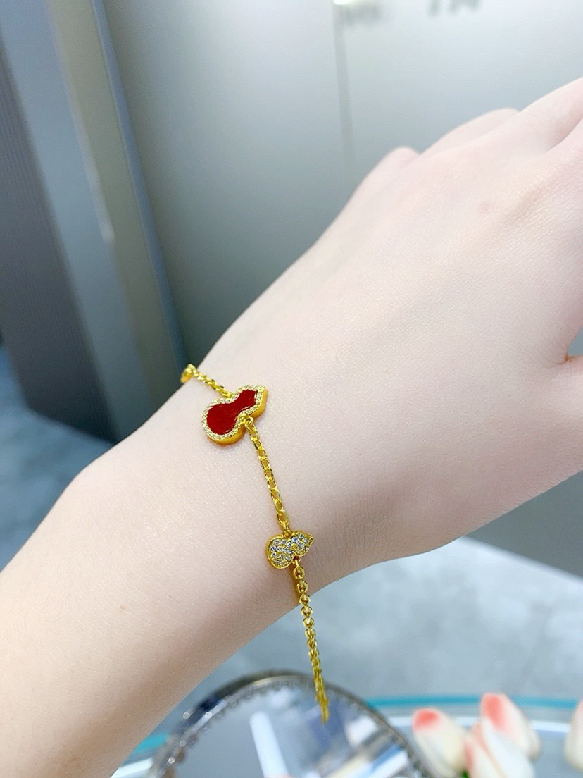 精品5G足金红色镶嵌红葫芦手链00749