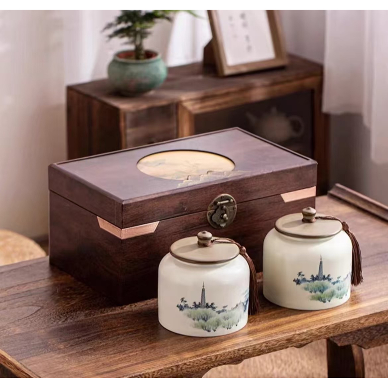 【一斤装】团圆木盒红茶金骏眉500g精美双陶瓷罐装+送礼盒 礼袋 送