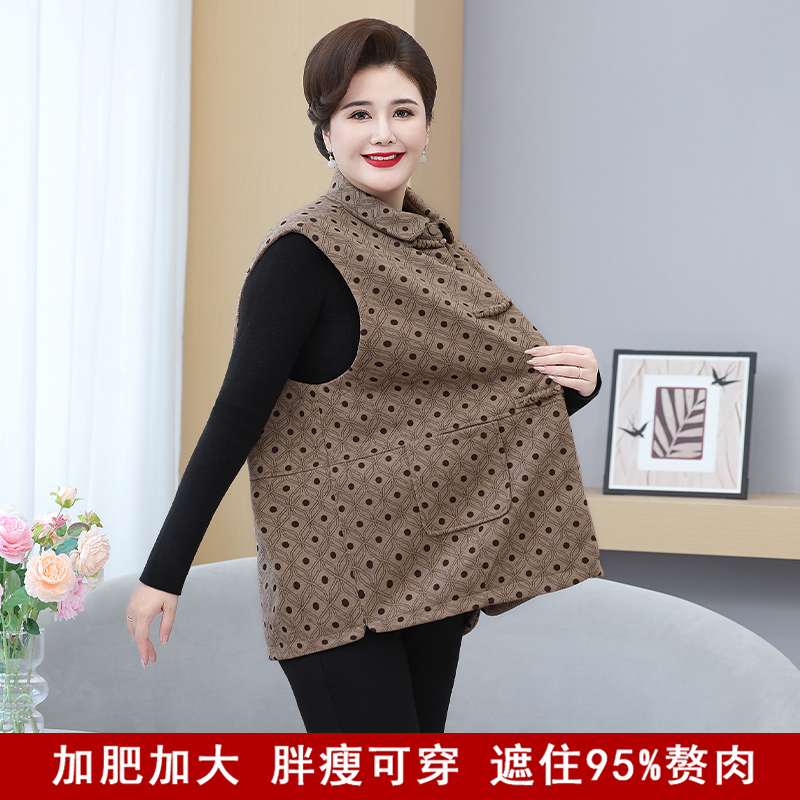 80斤-250斤特大码翻领波点中老年宽松型休闲加肥加大百搭妈妈装
