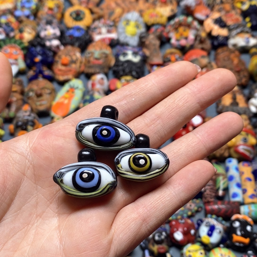 琉璃颈饰印度尼西亚眼睛配件一个