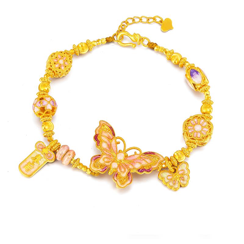 福满圆珠宝1 足金999 投资金 精工花丝蝴蝶