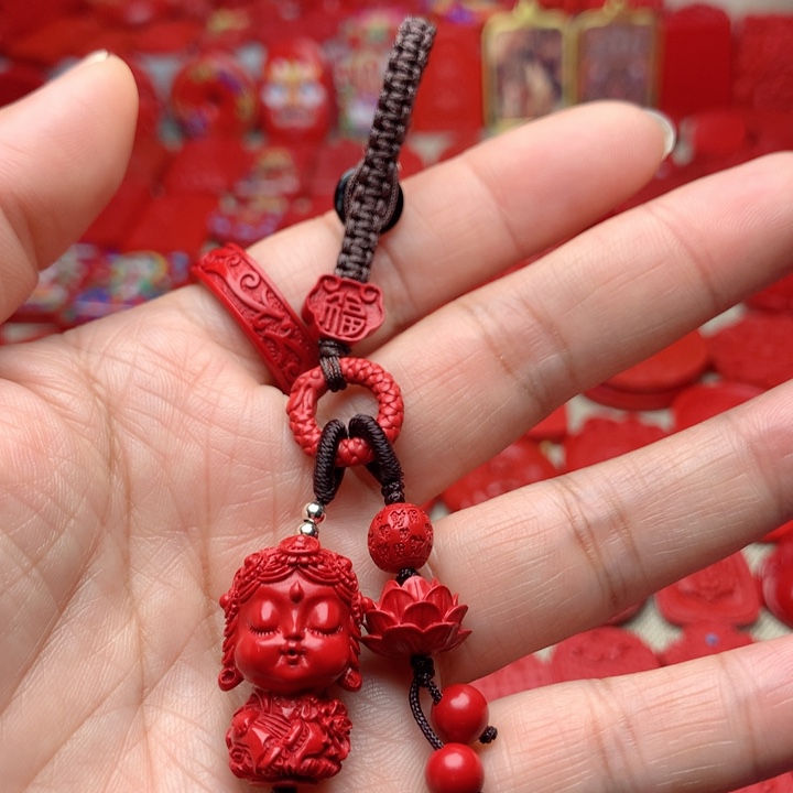 天然辰砂工艺品朱砂钥匙扣