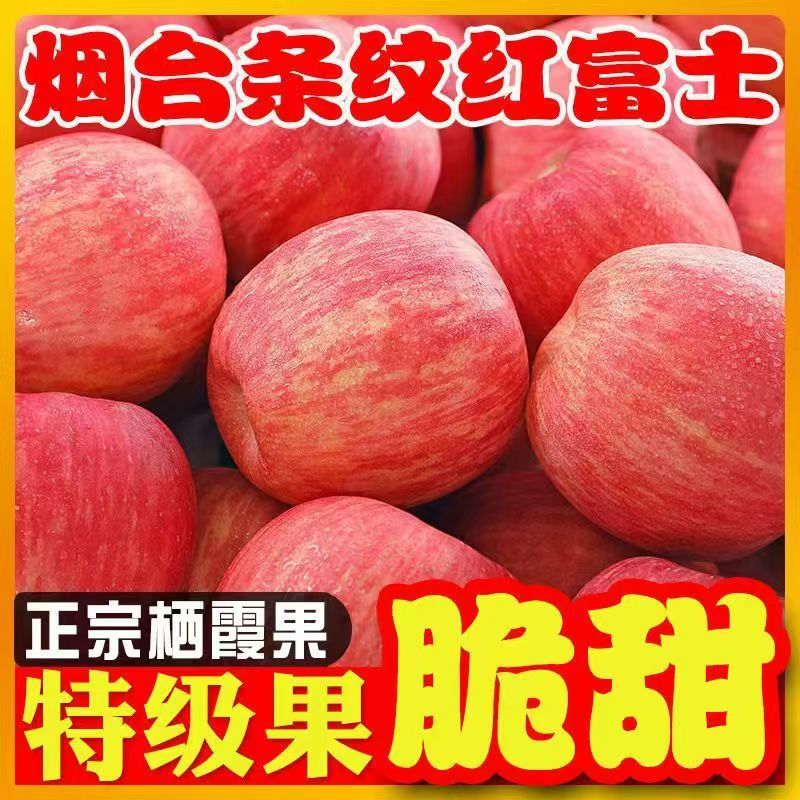 01苹果红富士水晶富士栖霞苹果产地直发带箱5斤整发（7-9个）果之间