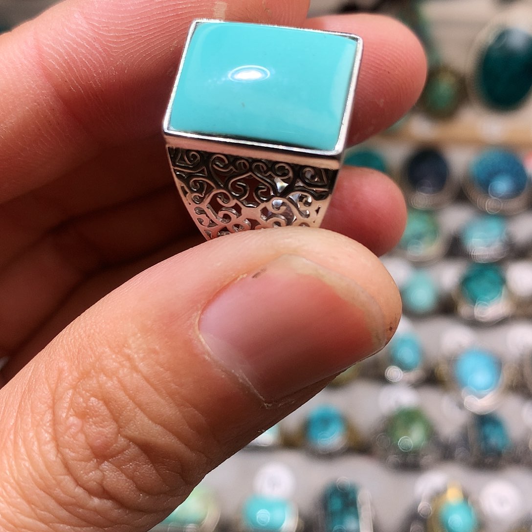 绿松石挂件银S925镶嵌