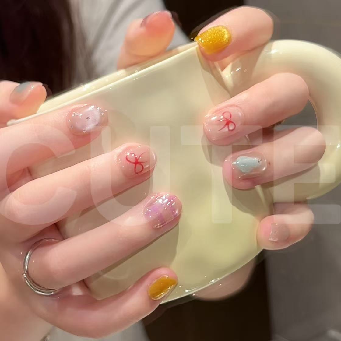 【冰糖雪梨】纯手工果系纯欲猫眼立体雪梨秋冬上新可拆卸美甲10片装