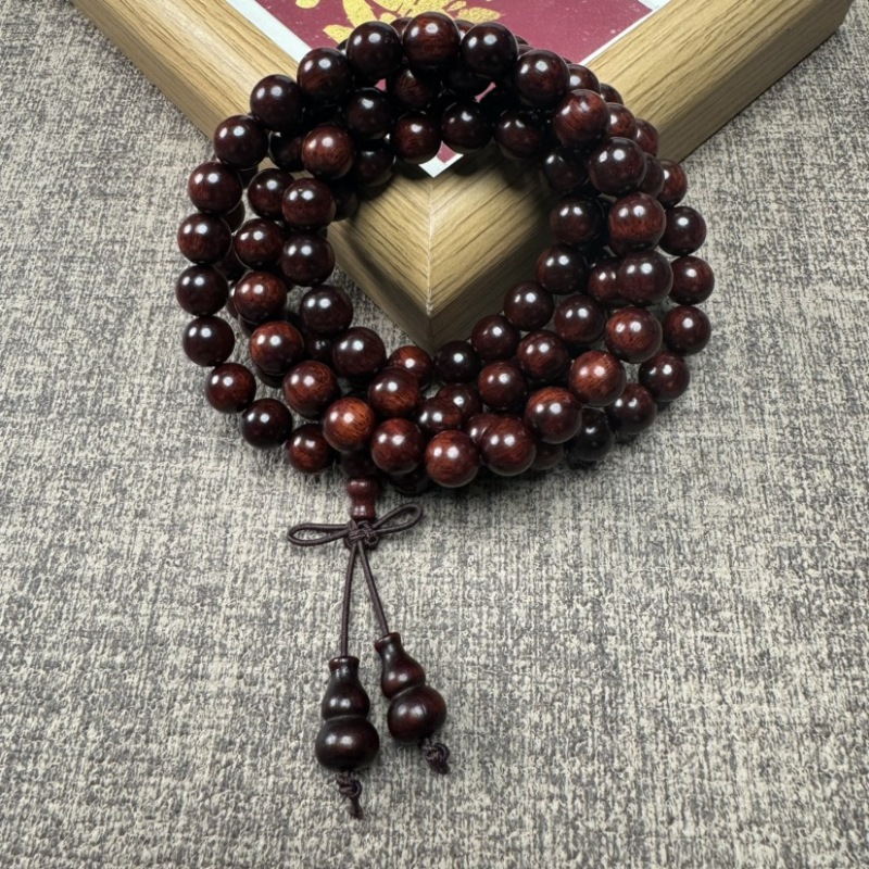 印度小叶紫檀0.8多圈文玩佛珠手串 