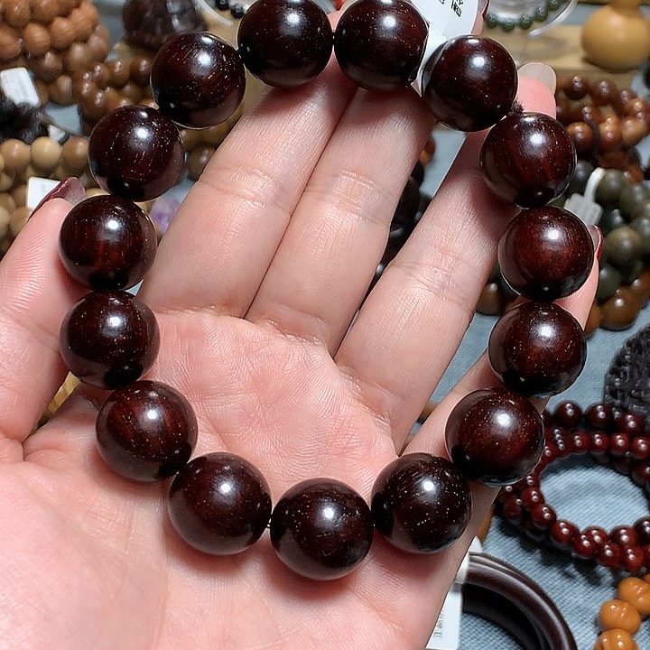 小叶紫檀手串/手链印度小叶紫檀15爆满金星