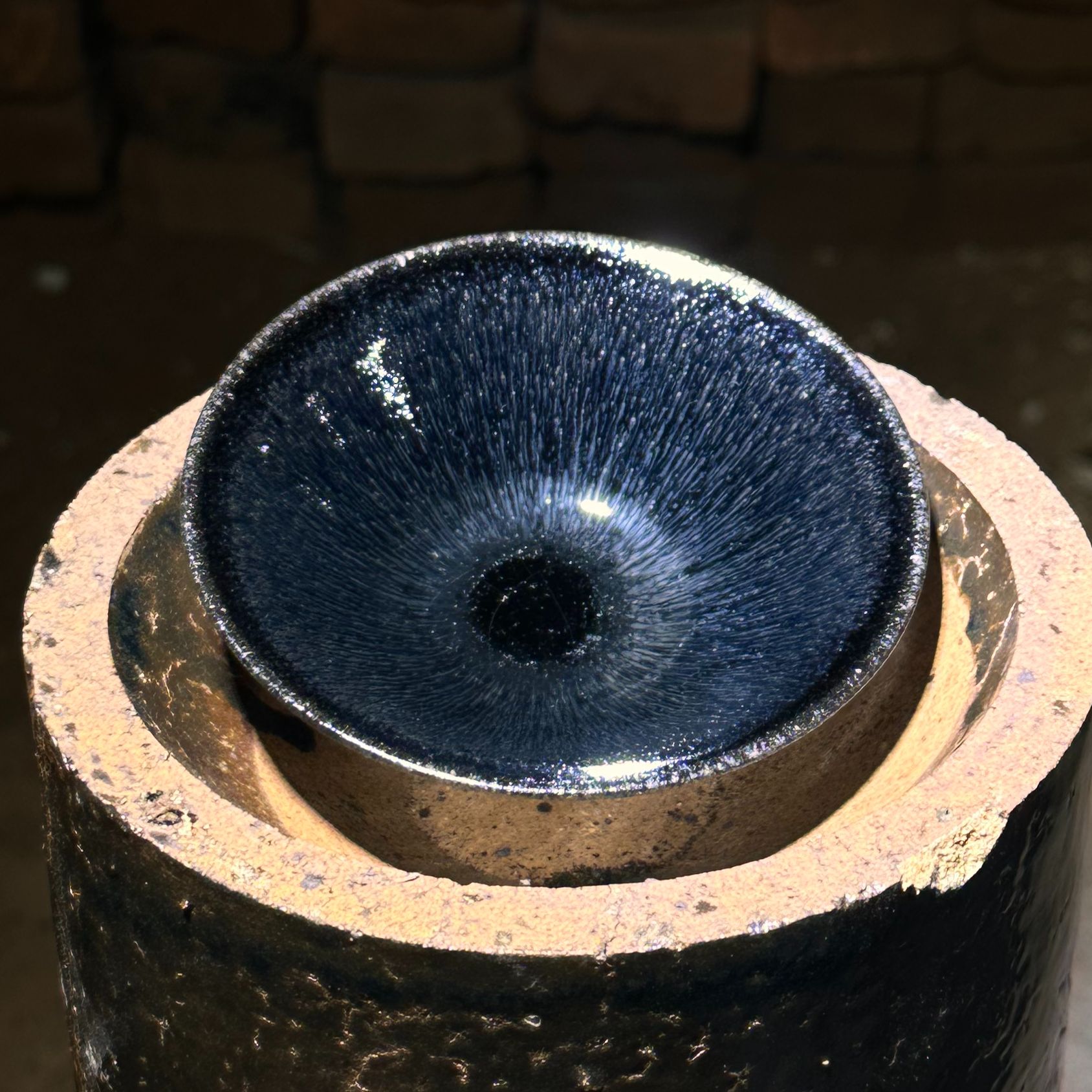 建窑建盏主人杯黑底银毫