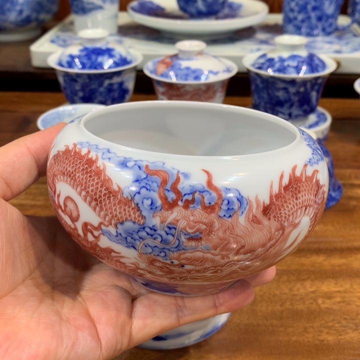 自成堂柴窑 青花釉里红