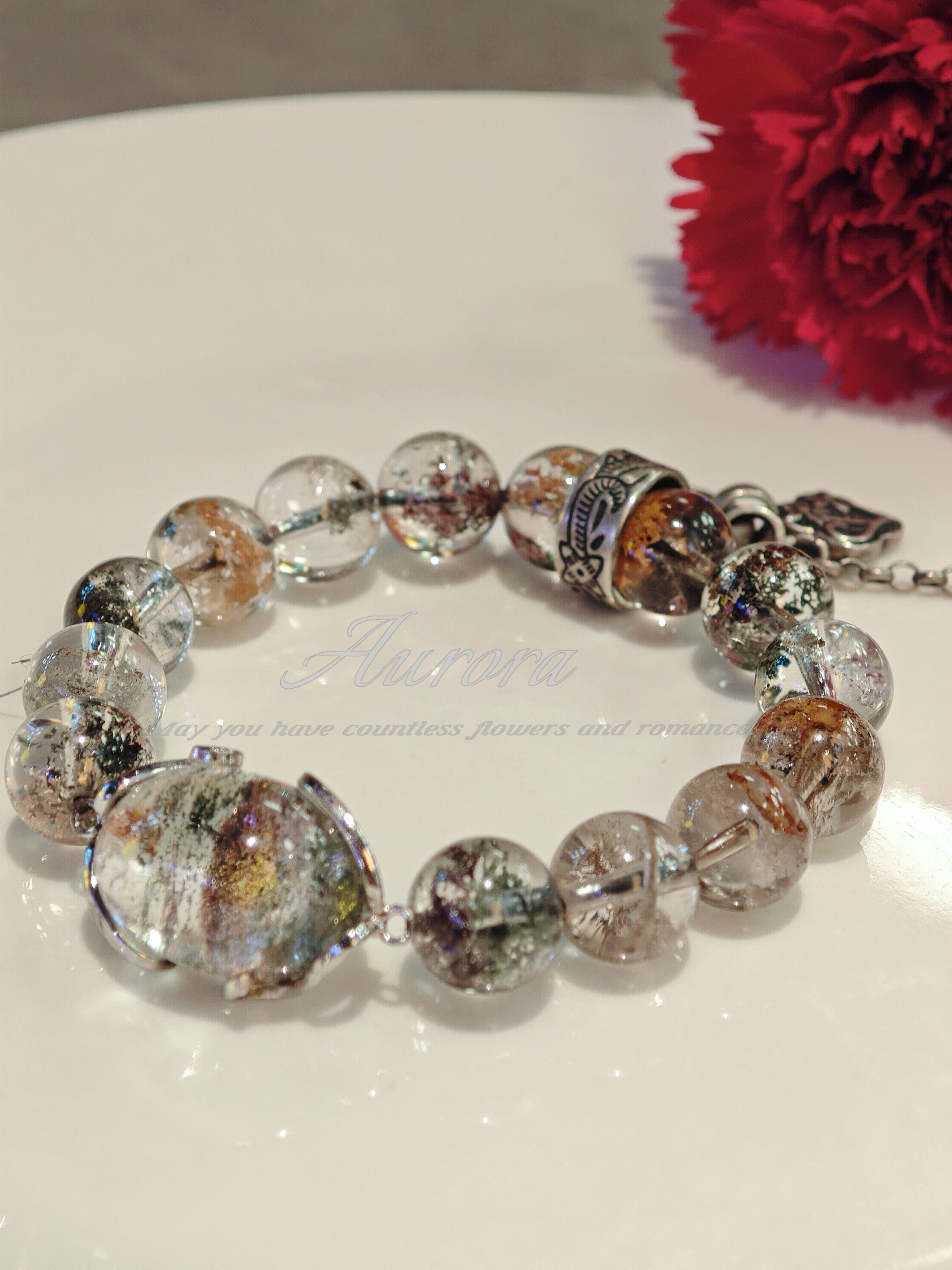 AURORA雾屿藏虹财神彩幽灵盆景手链女款天然水晶手串招财转运手链