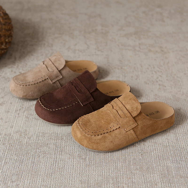 【品牌】2025新款花边复古厚底休闲勃肯鞋一脚蹬包头半拖鞋903