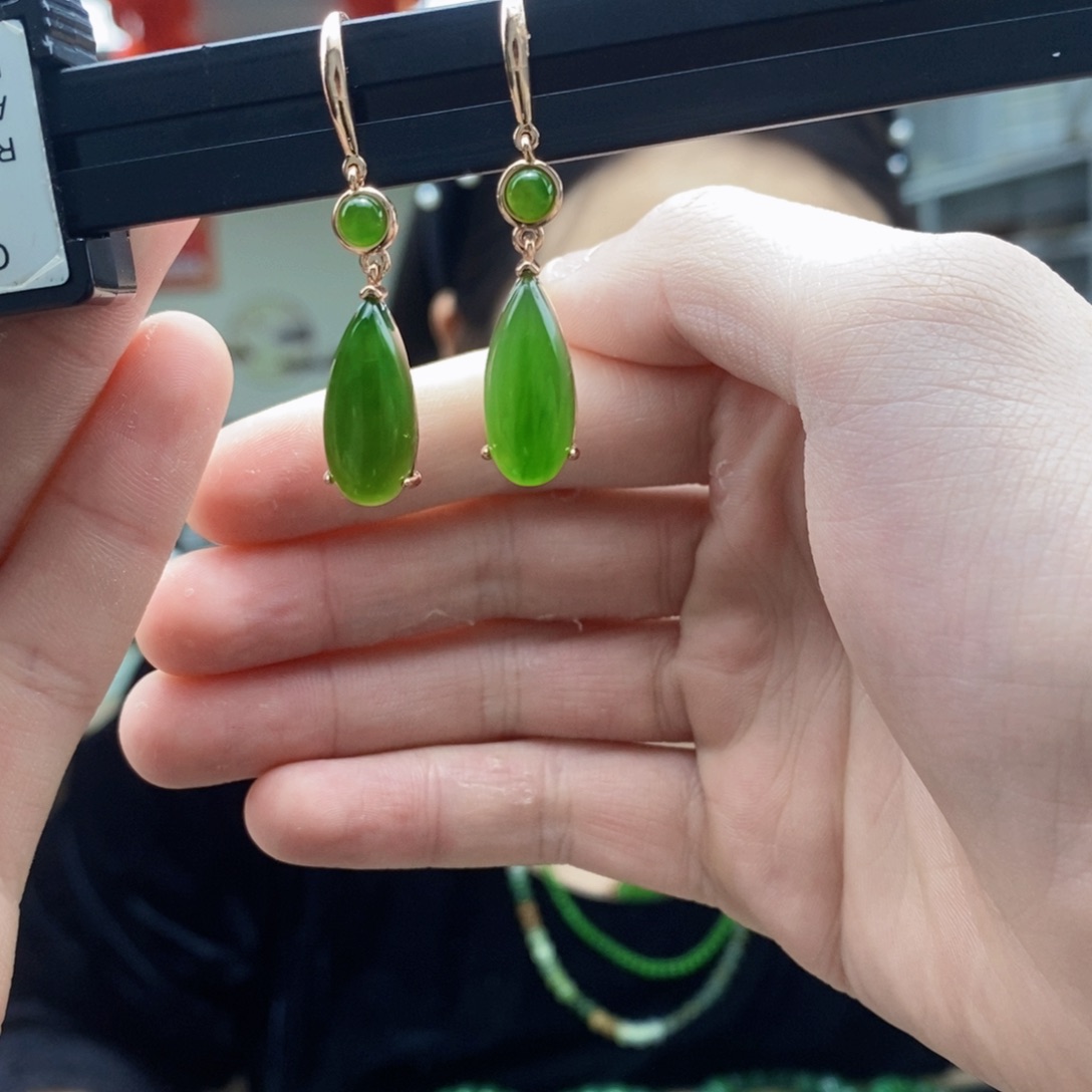 和田玉耳饰银S925镶嵌拍一发一，多样性发货