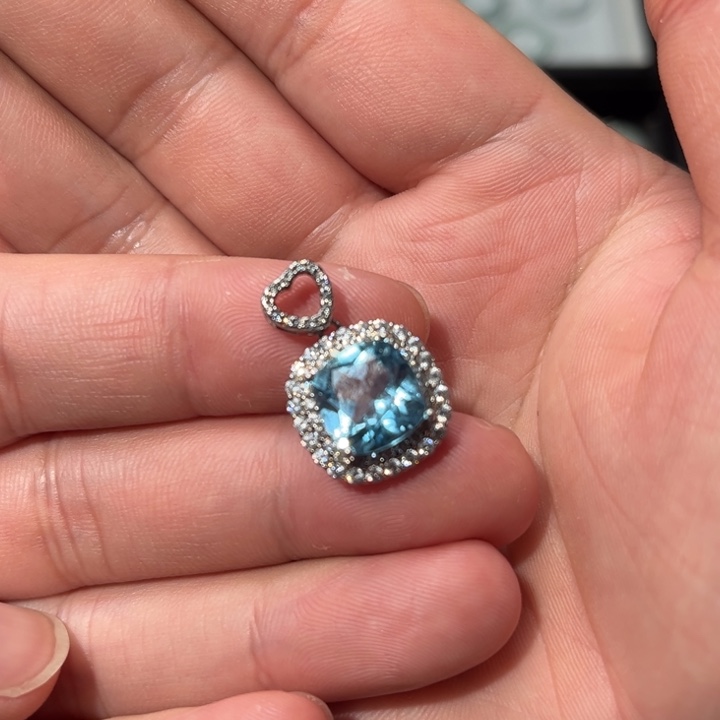 托帕石颈饰银S925镶嵌墨*