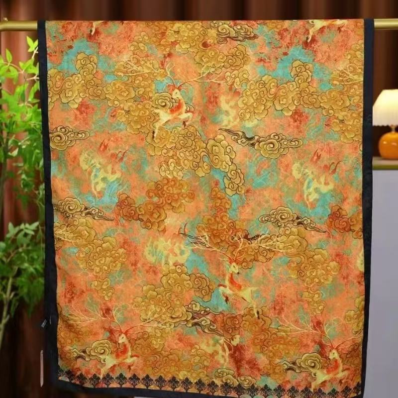 FA284【金色祥云】90*180重磅香云烧花大方巾女士百搭围巾丝巾