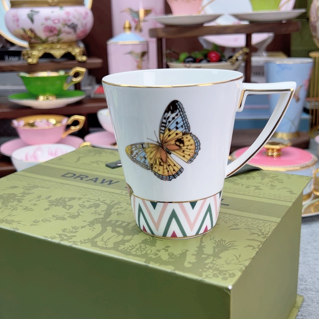 自然写生蝴蝶马克杯礼盒350毫升