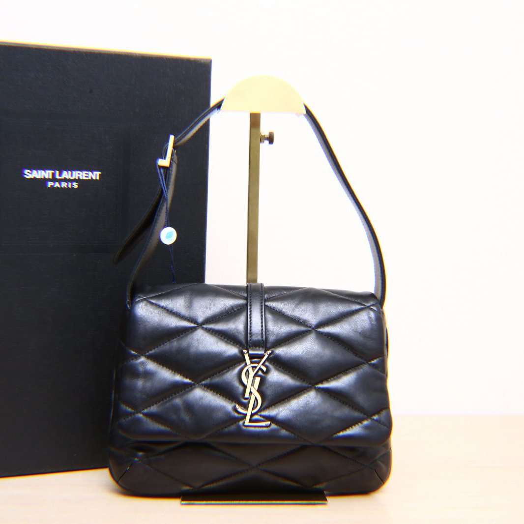 99新 YSL/圣罗兰 【小花Han】单肩 腋下包 黑色金扣包