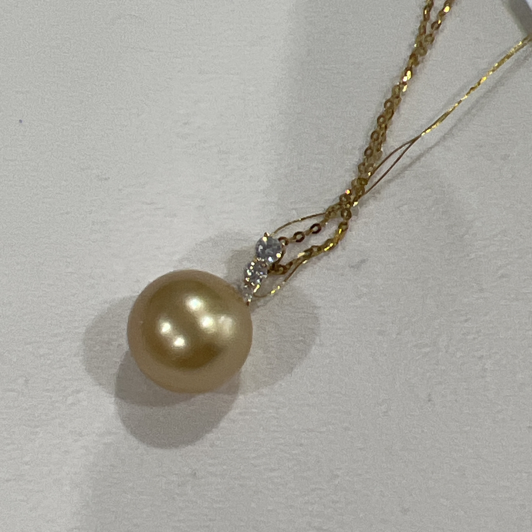 海水珠12-13南洋金珠18K金镶嵌