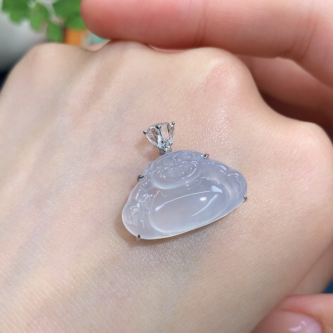 吊坠(不含链)18K金镶嵌翡翠