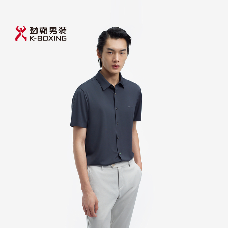 劲霸男装春夏高温热切领柔软短袖衬衫│BDBE2343