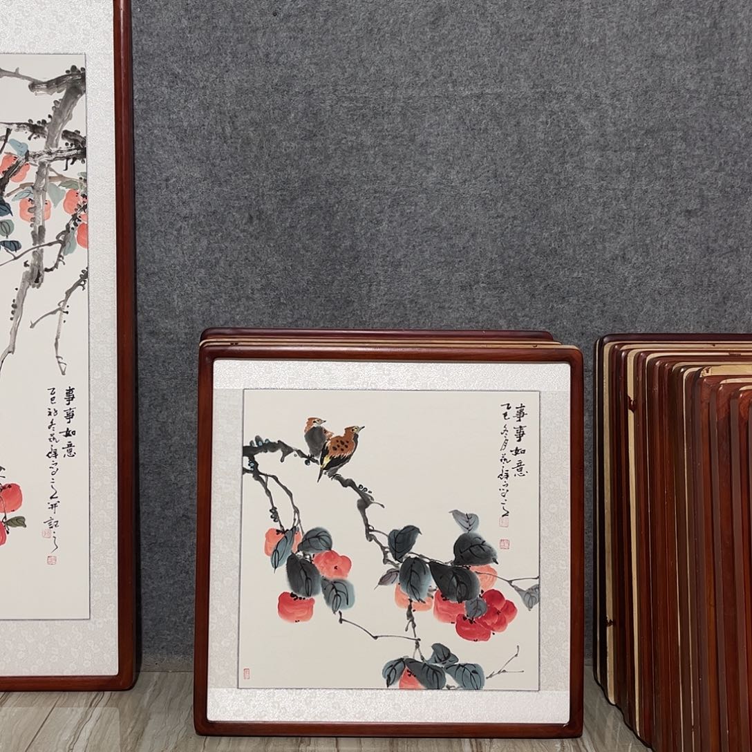 国画书画作品带框63×63