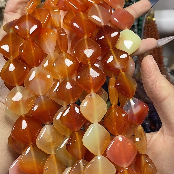 玛瑙/玉髓未镶嵌珠宝半成品糖心玛瑙卡22mm一条