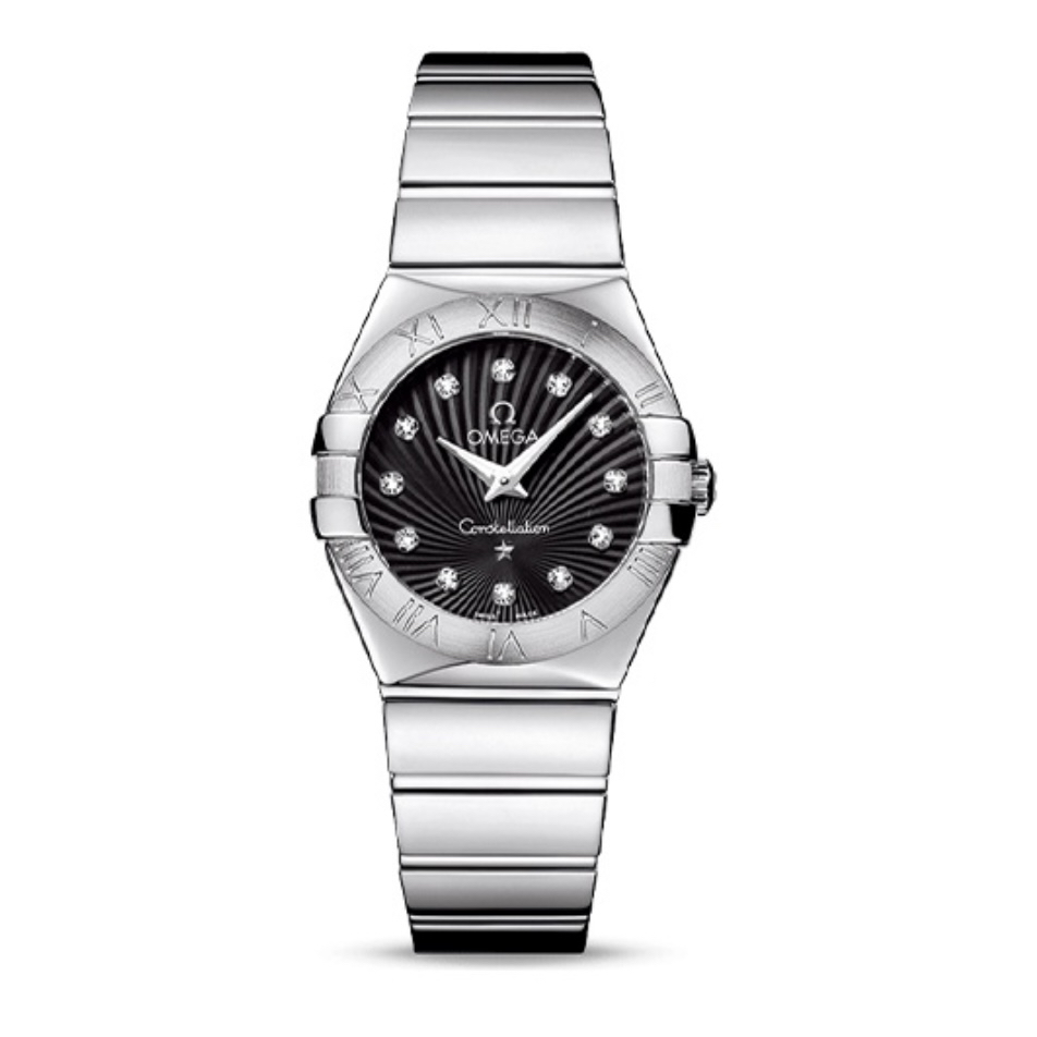 99新 Omega/欧米茄 27表径/星座/精钢/黑盘/内钻/女士腕表名表