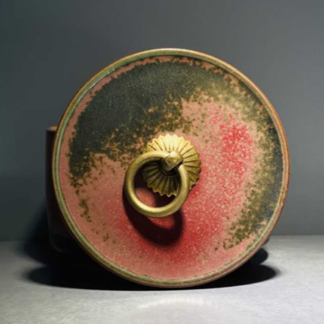 小鸿钧瓷 泥泥钧瓷 圆形茶仓