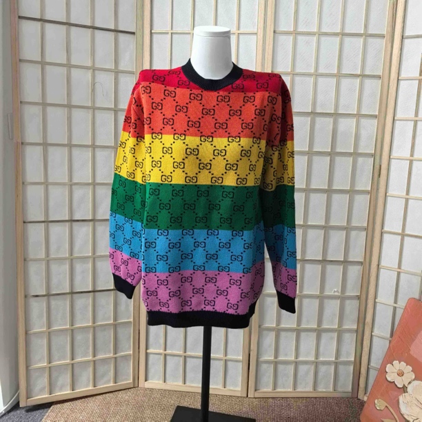 99新 GUCCI/古驰 A10678Gucci彩色毛衣潮流99新xs码肩宽51