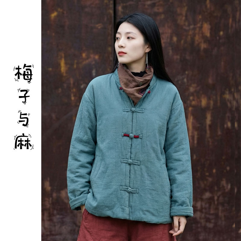 【大梅子推荐】设计款亚麻盘扣棉衣JG6531A{衣长68  胸围130}