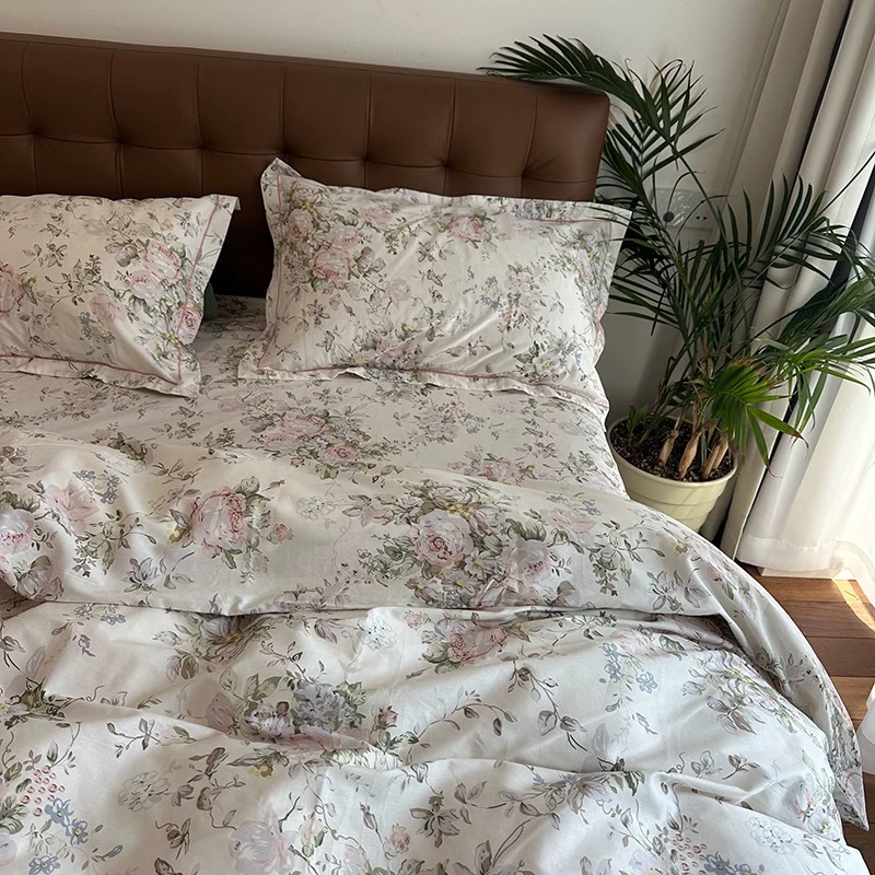 外贸超品质牡丹花小清新全棉斜纹被套（200*230）
